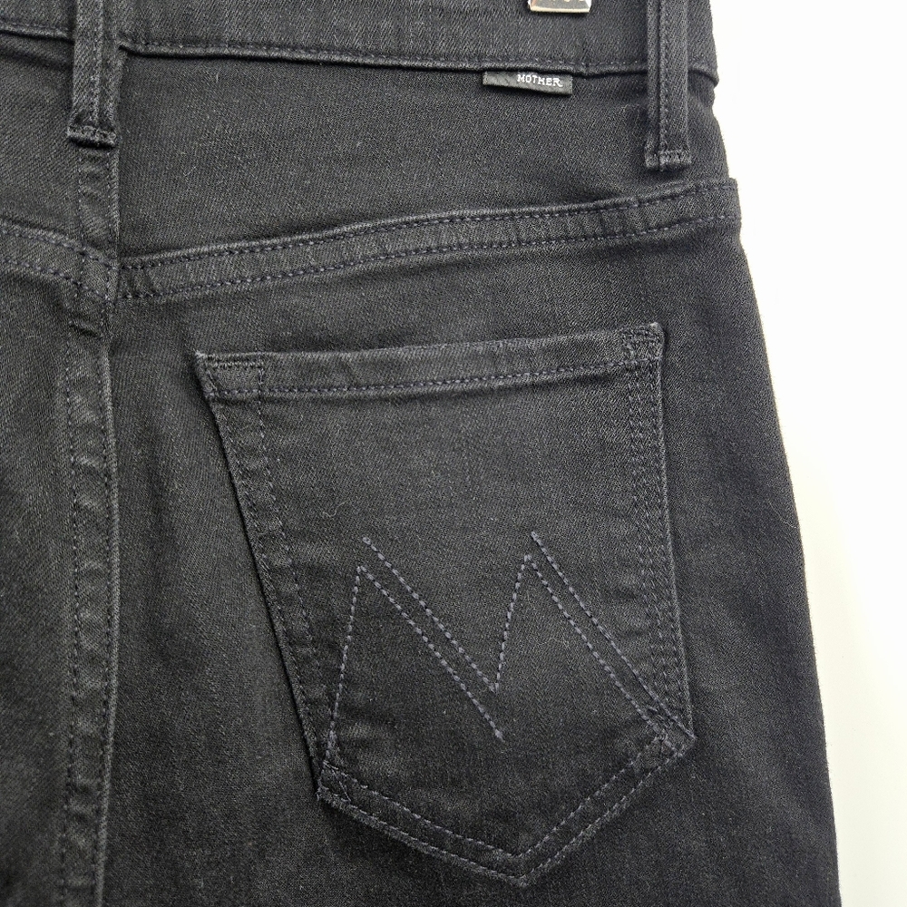 Mother Insider Crop Step Fray Not Guilty Black Denim - Picture 11 of 16